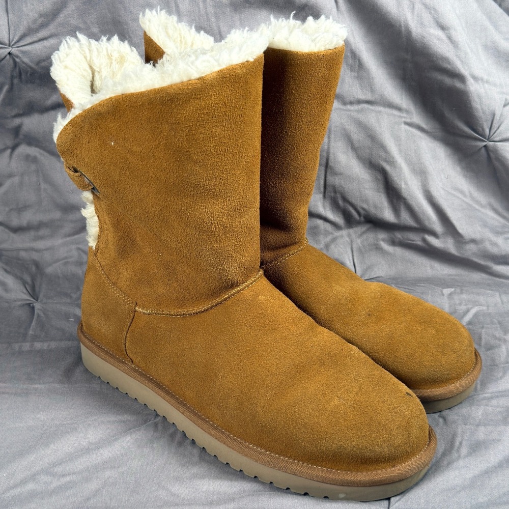 Koolaburra by UGG Victoria Short Chestnut Suede Fur Lined Boots 10 - 1105792